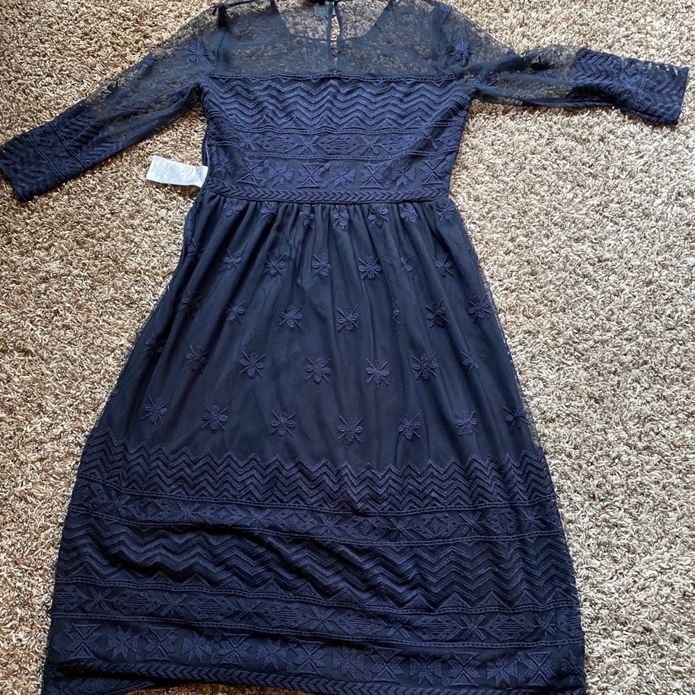 3/4 Sheer Sleeve Midi Dress